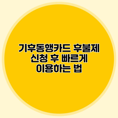 기후동행카드 후불제 신청 후 빠르게 이용하는 법