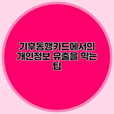 기후동행카드에서의 개인정보 유출을 막는 팁