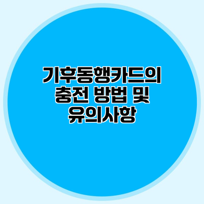 기후동행카드의 충전 방법 및 유의사항
