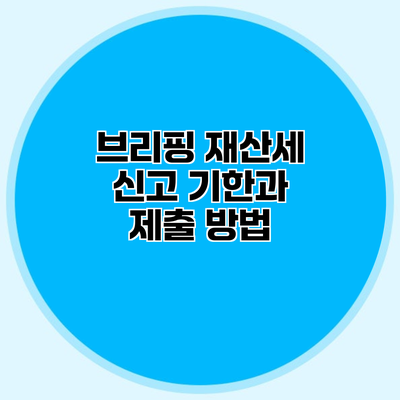 브리핑 재산세 신고 기한과 제출 방법