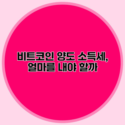 비트코인 양도 소득세, 얼마를 내야 할까?