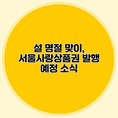 설 명절 맞이, 서울사랑상품권 발행 예정 소식