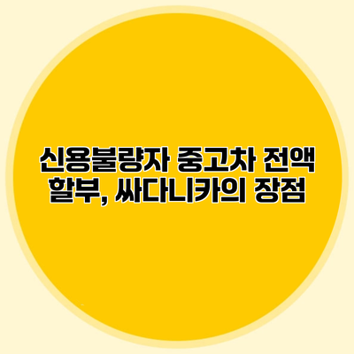 신용불량자 중고차 전액 할부, 싸다니카의 장점
