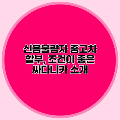 신용불량자 중고차 할부, 조건이 좋은 싸다니카 소개