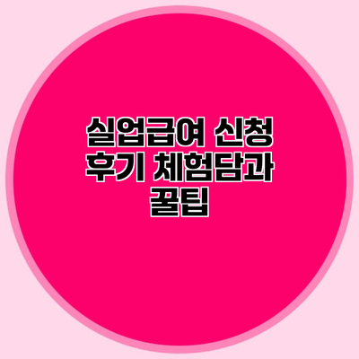 실업급여 신청 후기 체험담과 꿀팁