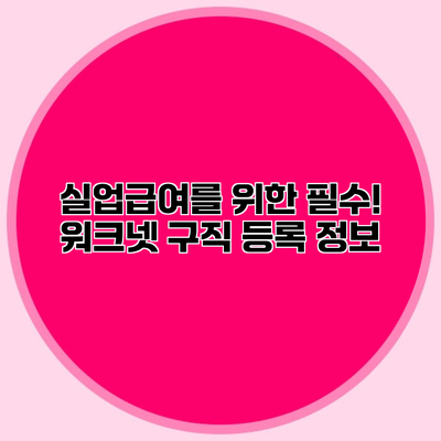 실업급여를 위한 필수! 워크넷 구직 등록 정보