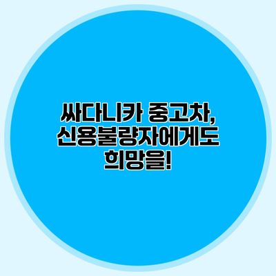 싸다니카 중고차, 신용불량자에게도 희망을!