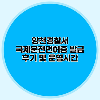 양천경찰서 국제운전면허증 발급 후기 및 운영시간
