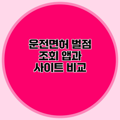 운전면허 벌점 조회 앱과 사이트 비교