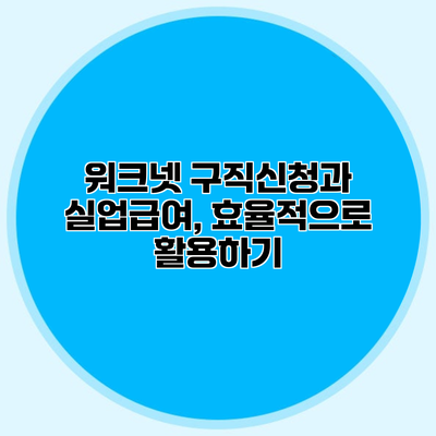 워크넷 구직신청과 실업급여, 효율적으로 활용하기
