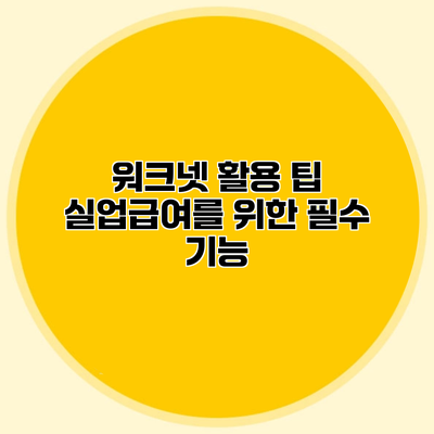 워크넷 활용 팁 실업급여를 위한 필수 기능