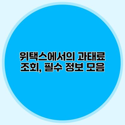 위택스에서의 과태료 조회, 필수 정보 모음