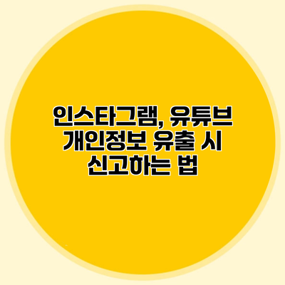 인스타그램, 유튜브 개인정보 유출 시 신고하는 법
