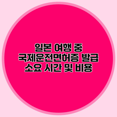 일본 여행 중 국제운전면허증 발급 소요 시간 및 비용