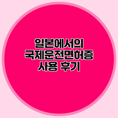 일본에서의 국제운전면허증 사용 후기