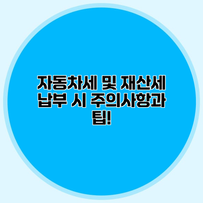 자동차세 및 재산세 납부 시 주의사항과 팁!