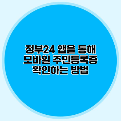정부24 앱을 통해 모바일 주민등록증 확인하는 방법