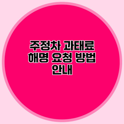 주정차 과태료 해명 요청 방법 안내