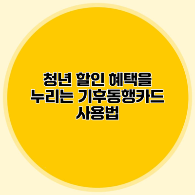 청년 할인 혜택을 누리는 기후동행카드 사용법
