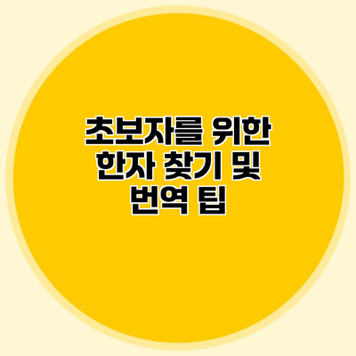 초보자를 위한 한자 찾기 및 번역 팁