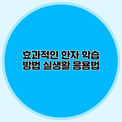 효과적인 한자 학습 방법 실생활 응용법