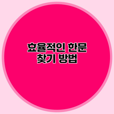 효율적인 한문 찾기 방법