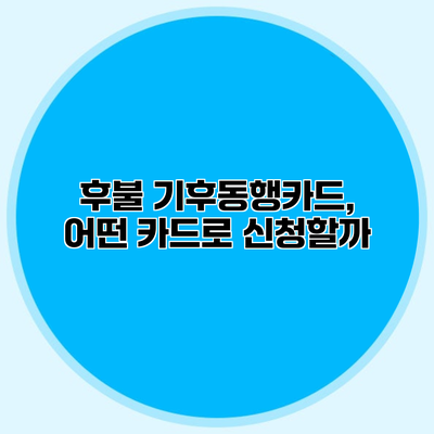 후불 기후동행카드, 어떤 카드로 신청할까?