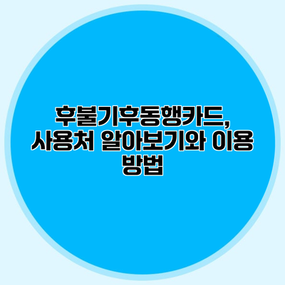 후불기후동행카드, 사용처 알아보기와 이용 방법